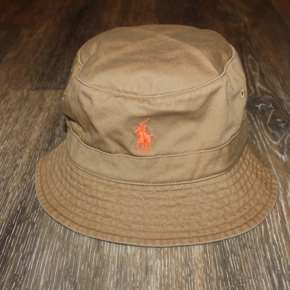 NWT POLO RALPH LAUREN MEN'S KHAKI TAN BUCKET HAT S/M